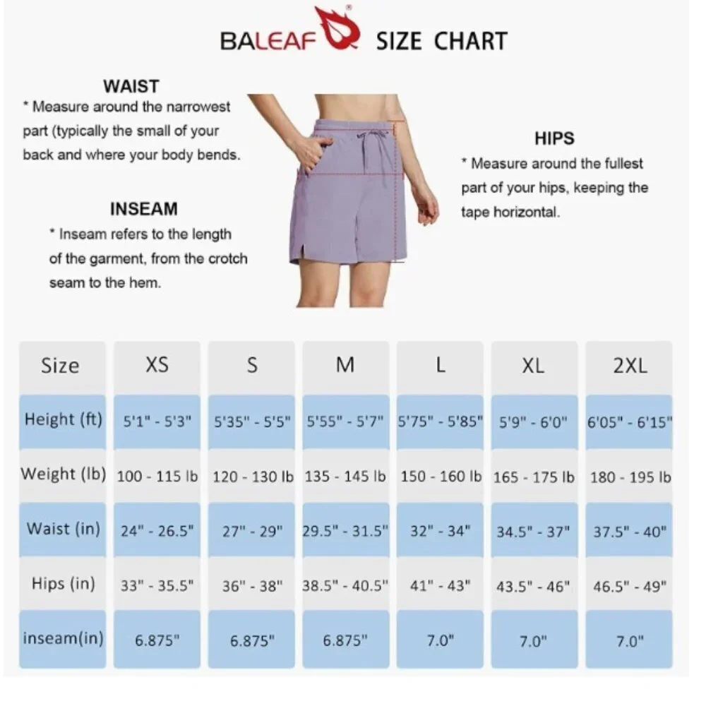 BALEAF Women's 7" Quick Dry Shorts with Pockets, Water Resistant, XS - Picture 3 of 7
